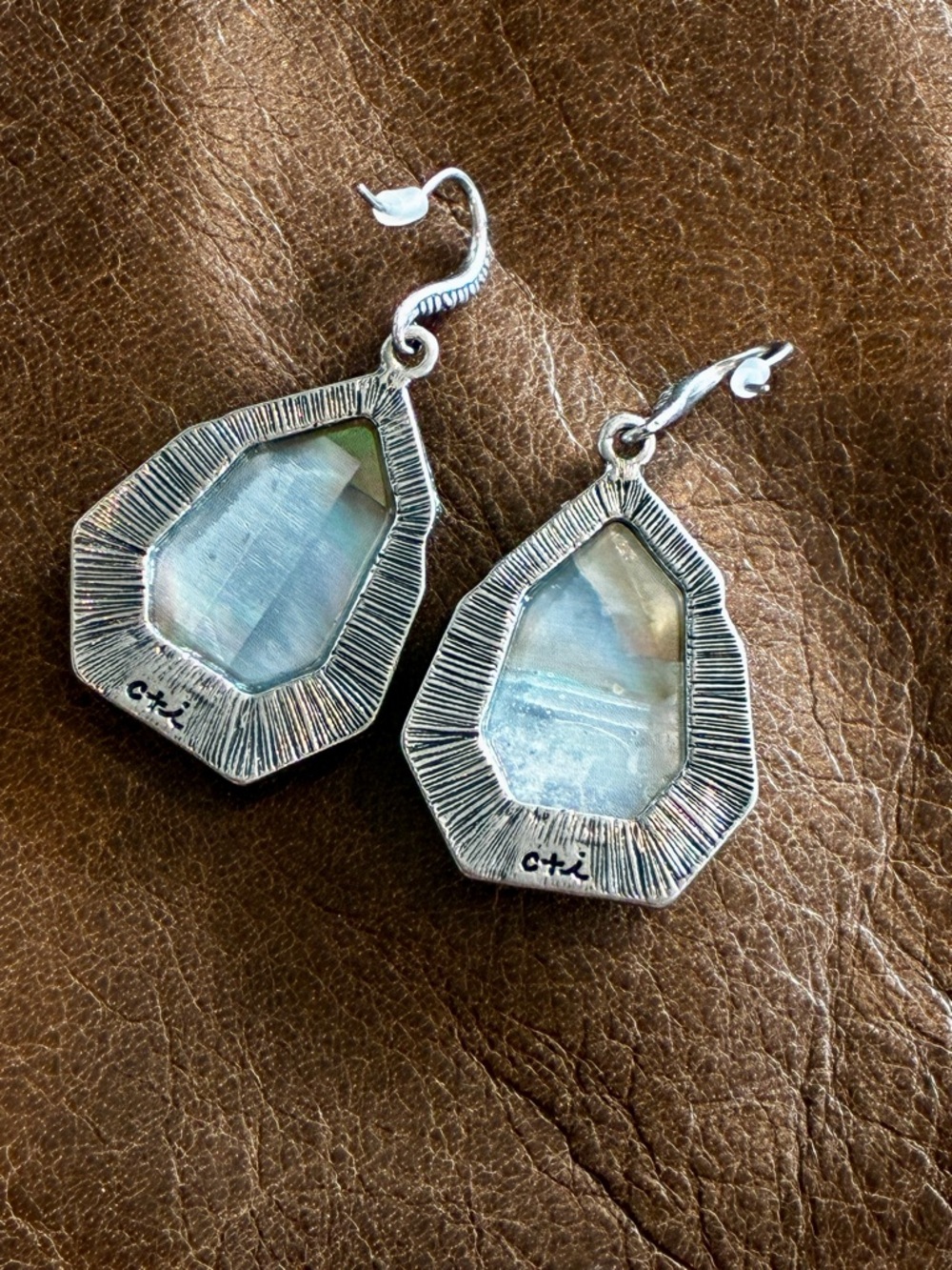 Chloe + Isabel Green Statement Drop Earrings Crystal Accents NWT - Picture 5 of 7
